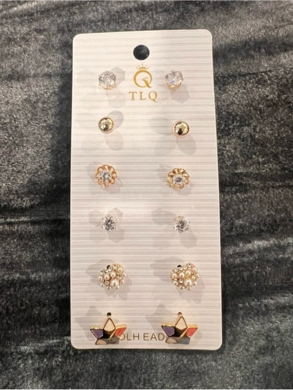 Women's Gold and Clear Multi-Pair Earring Set
